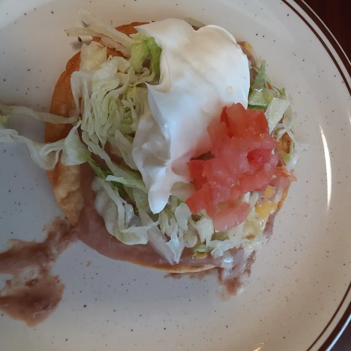 2. Bean Burrito, Bean Tostada, and Cheese Enchilada