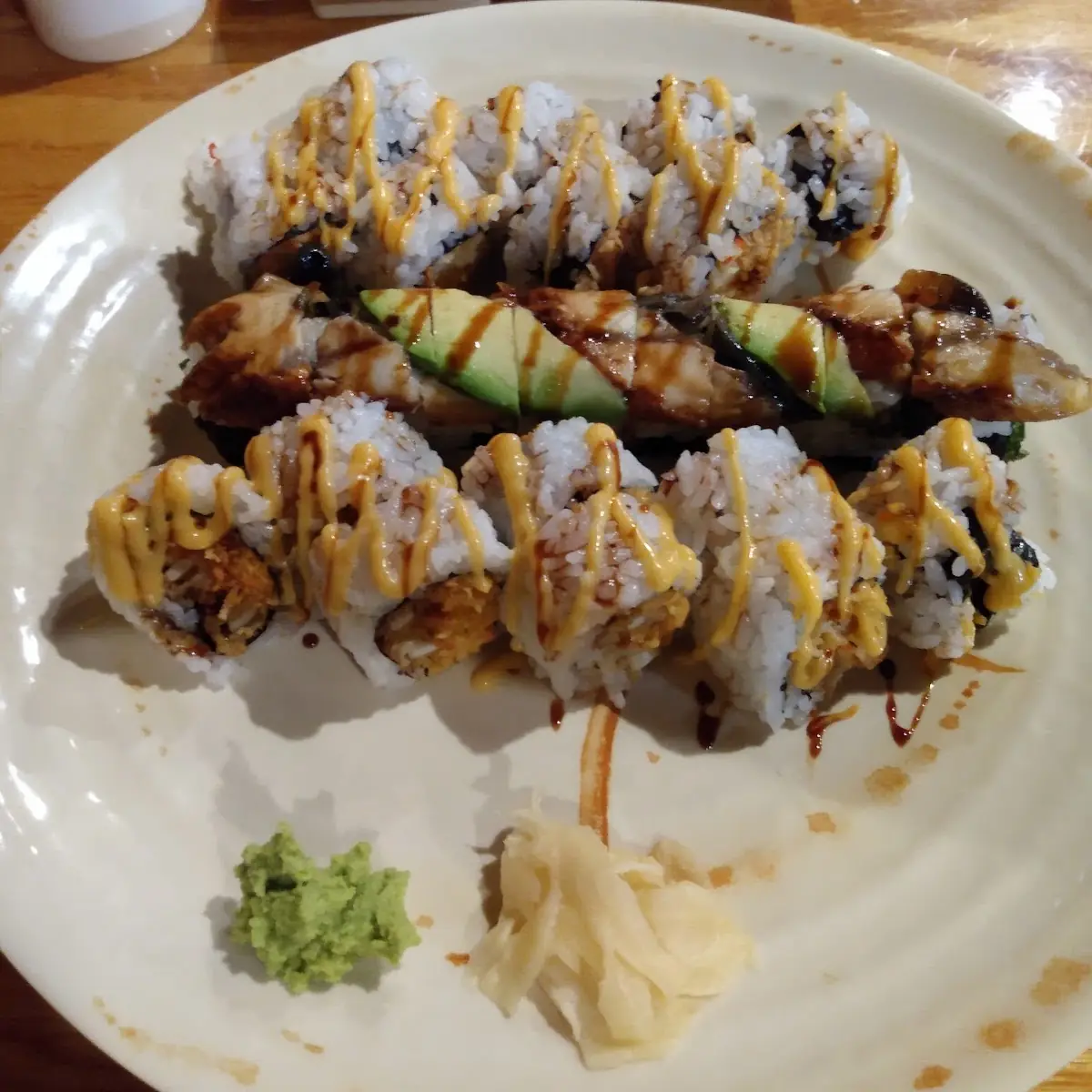 Cajun Roll Dragon Roll and Calamari Roll