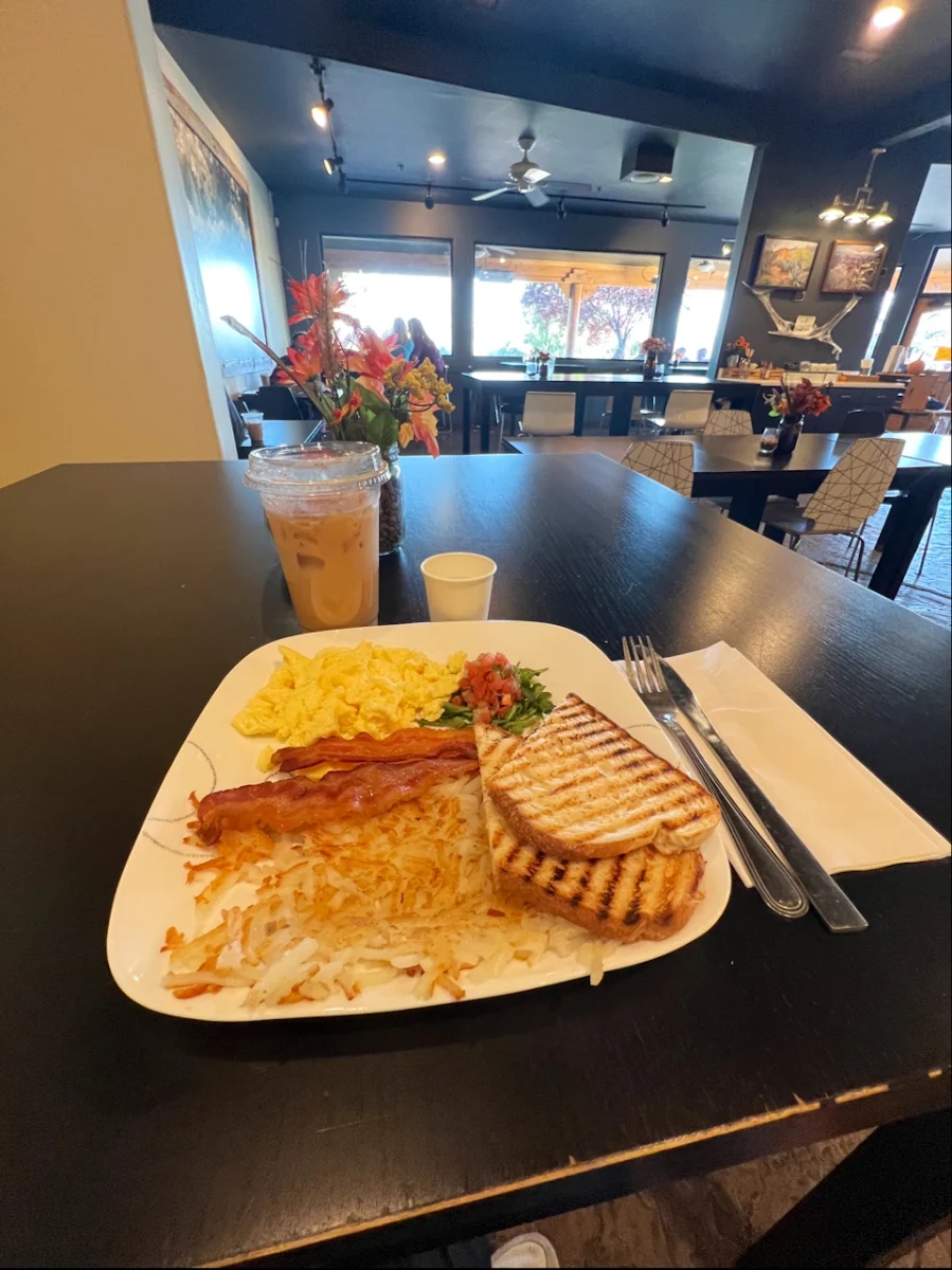 Scrambled Eggs Bacon and Toast
