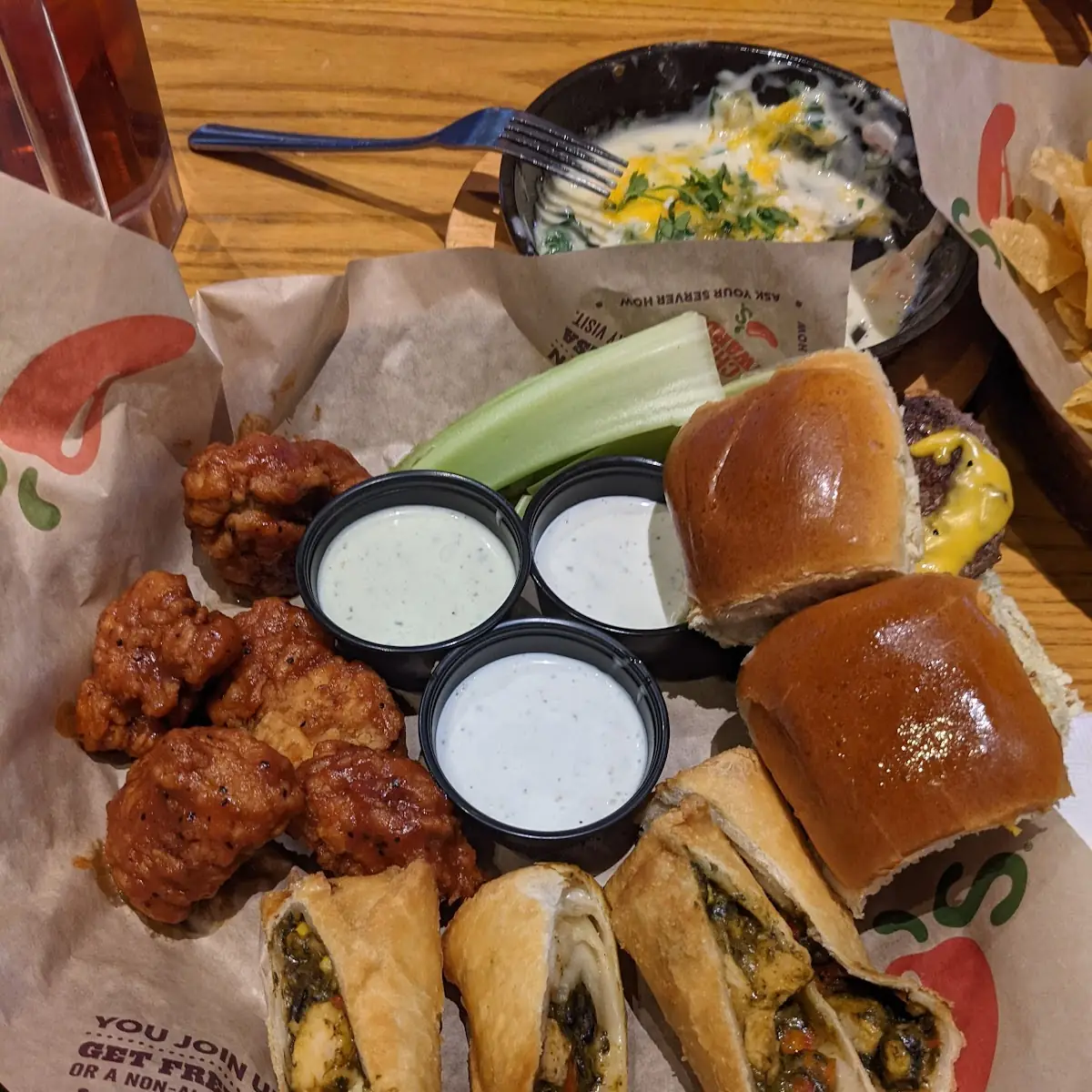 Southwest Egg Rolls Hamburger Sliders Boneless Chicken Wings