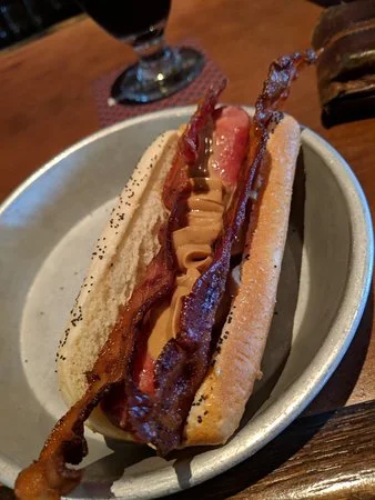 Peanut Butter and Bacon Hot Dog