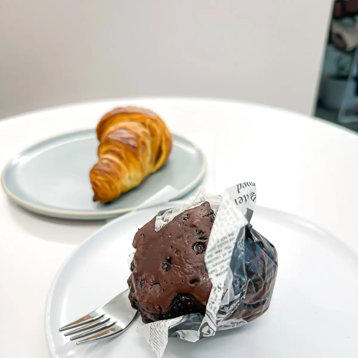 Chocolate Cake and Croissant
