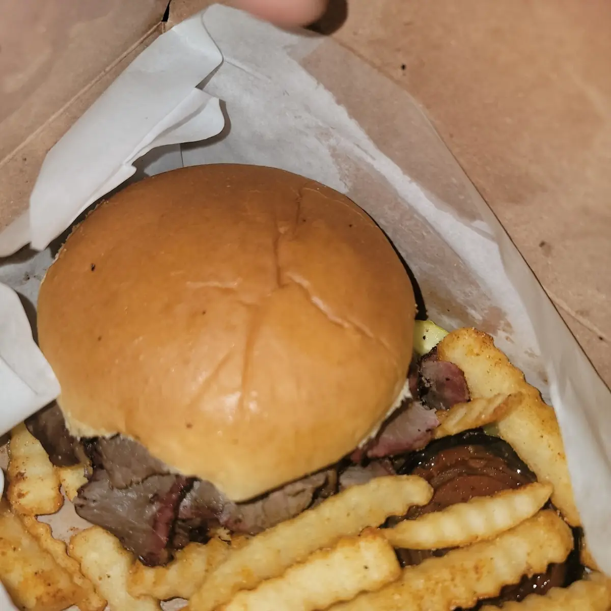 Brisket Sandwich and Fries