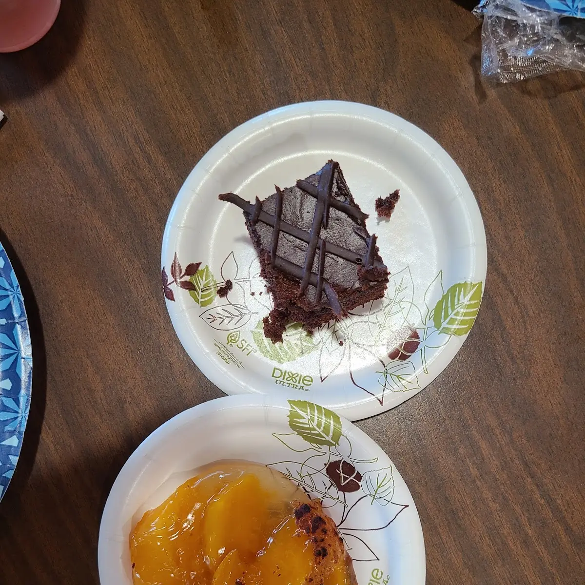 Peach Cobbler and Chocolate Cake