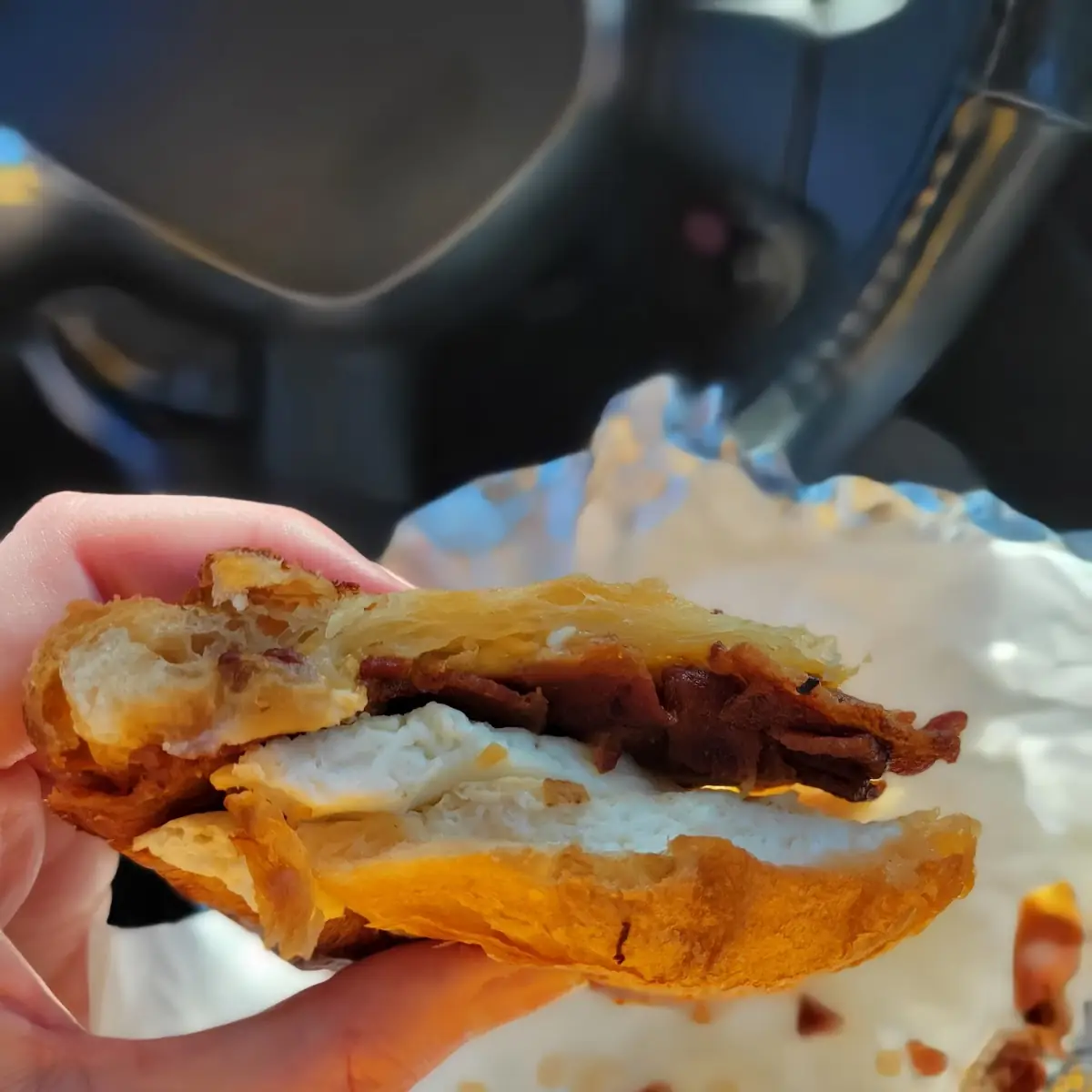 Bacon Egg Whites and Cheese Croissant Sandwich
