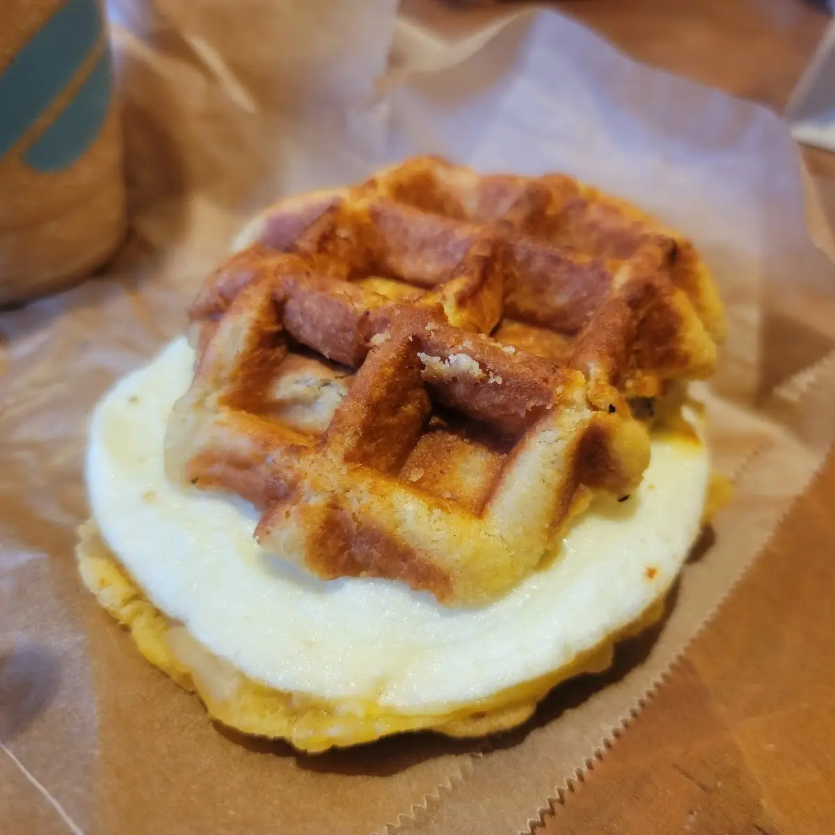 Waffle Sausage Breakfast Sandwich
