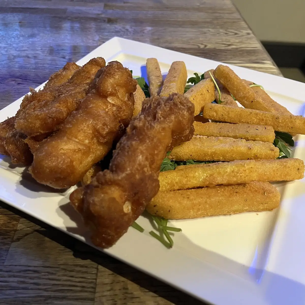 Battered Cod and Polenta Fries