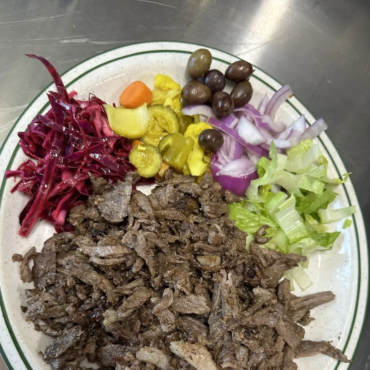 Beef Shawarma Plate with Salads in the Side