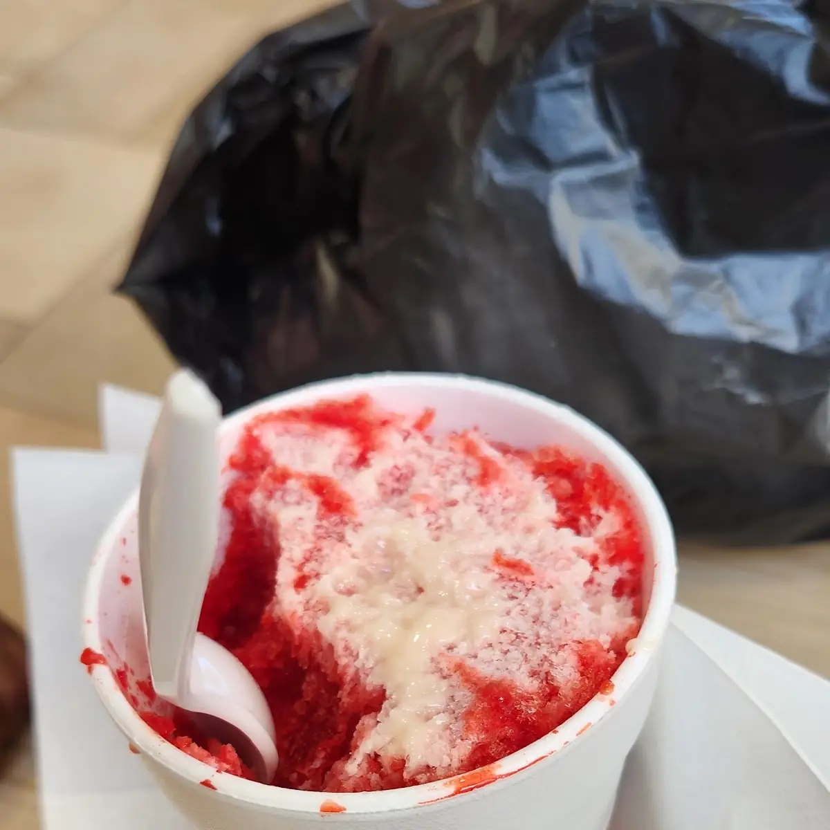 Candy Apple Sno Cone with Sweet Cream Topping