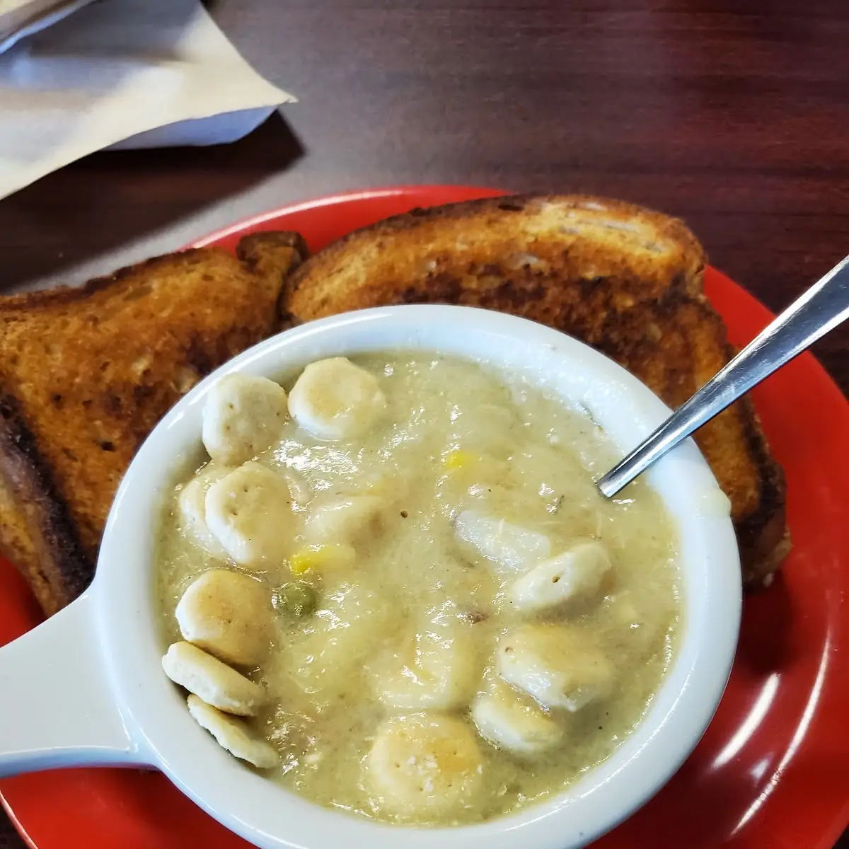 Turkey Pot Pie Soup and Grilled Cheese