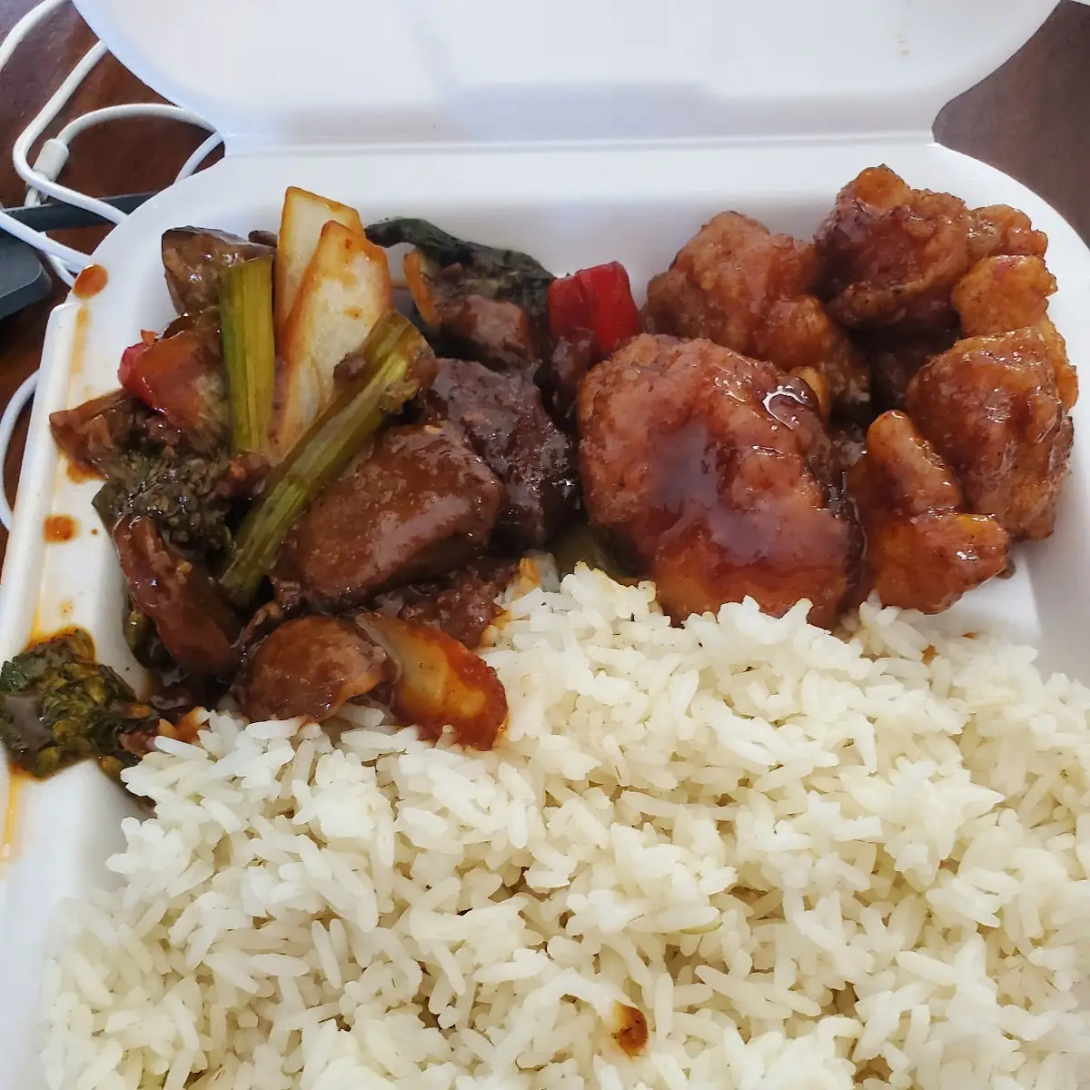 Orange Chicken Pepper Steak White Rice