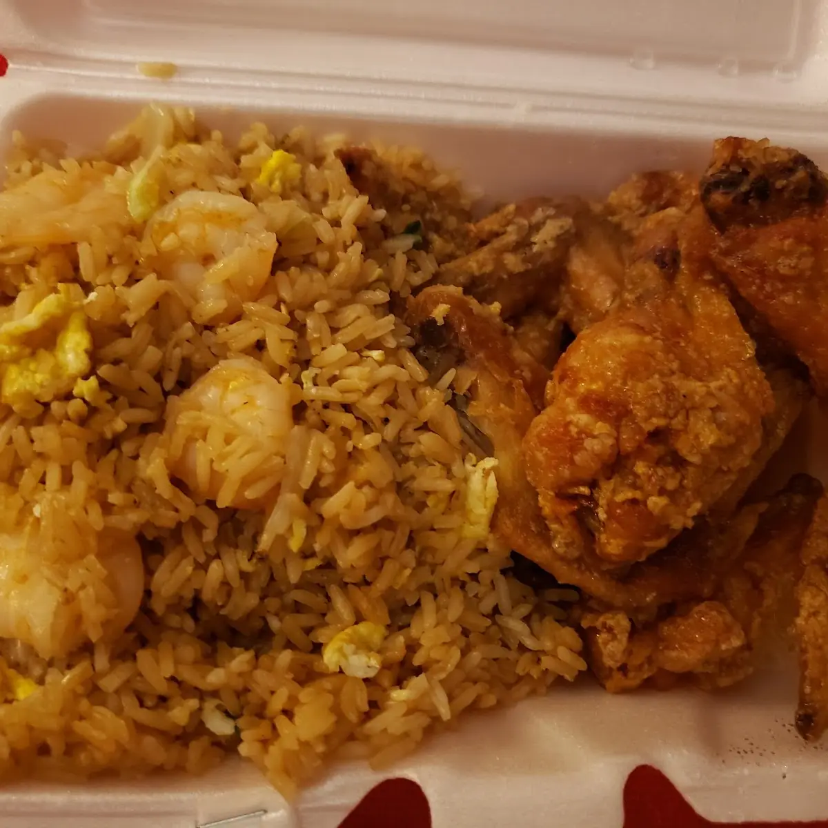 Shrimp Fried Rice and Honey Wings