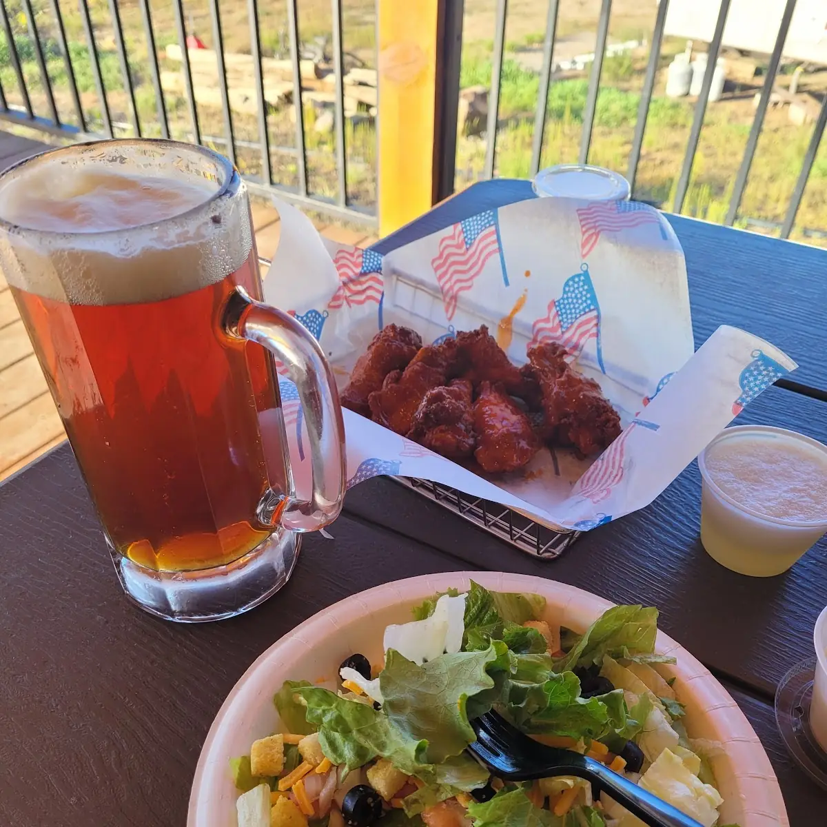 Wings Garden Salad and an IPA