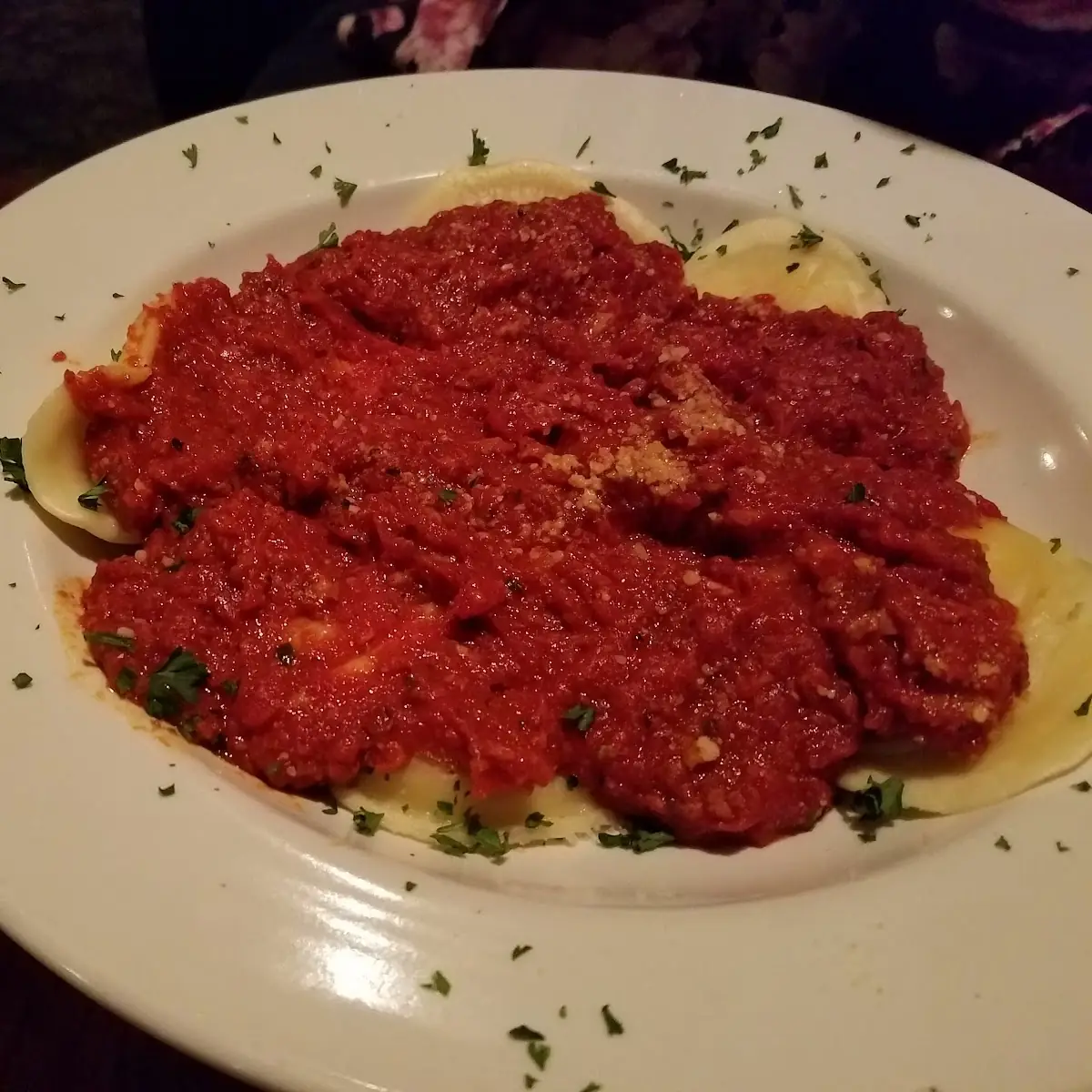 Cheese Ravioli with Meat Sauce