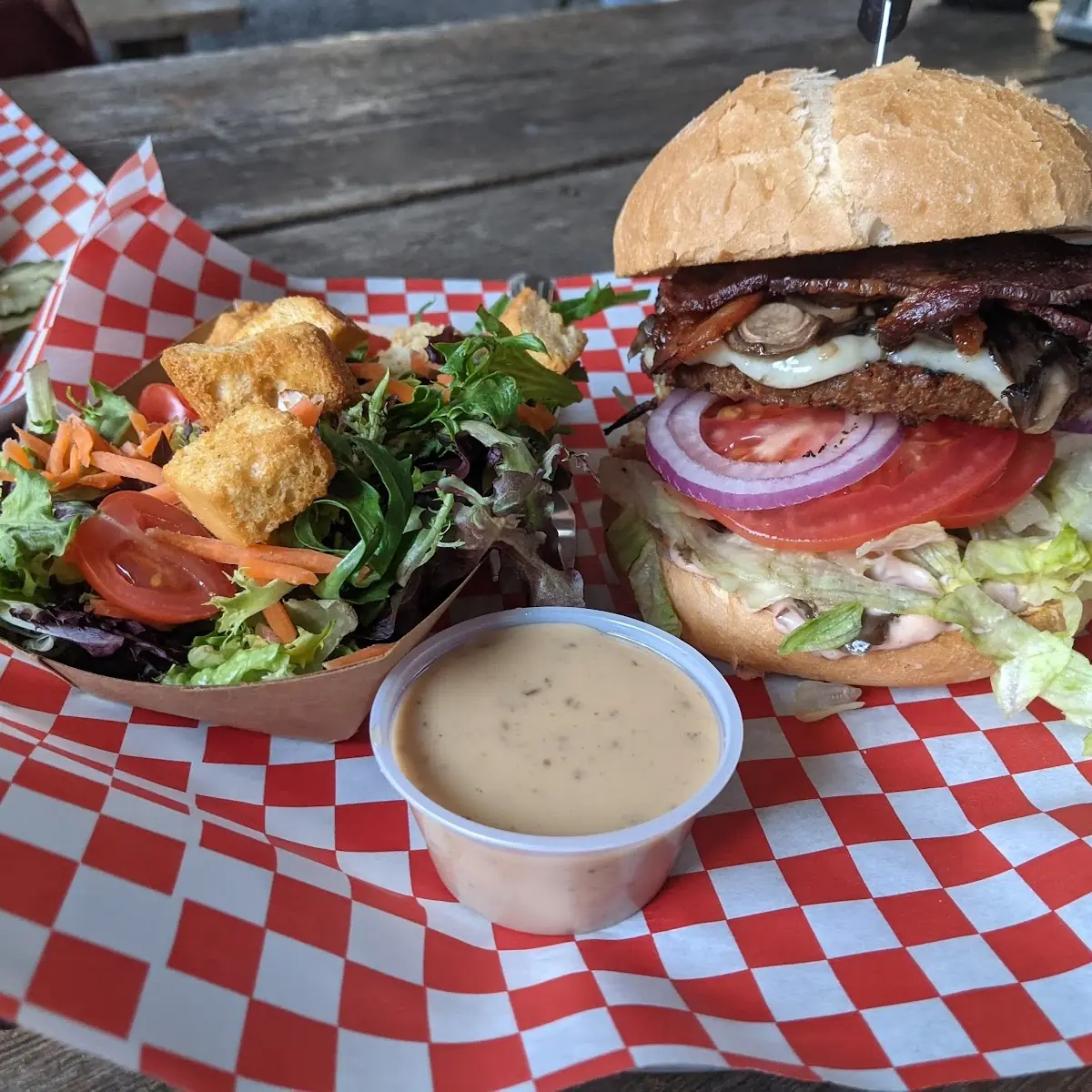 Mushroom Burger with Side Salad