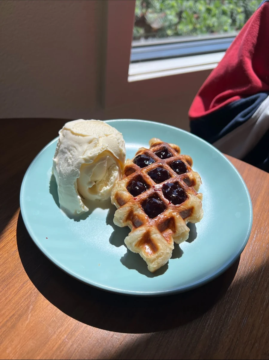 Croffle with Vanilla Ice Cream