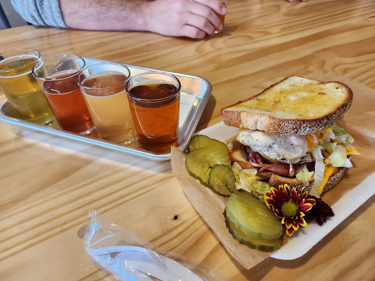 Cider Flight & Chicken Sandwich from Pop Up