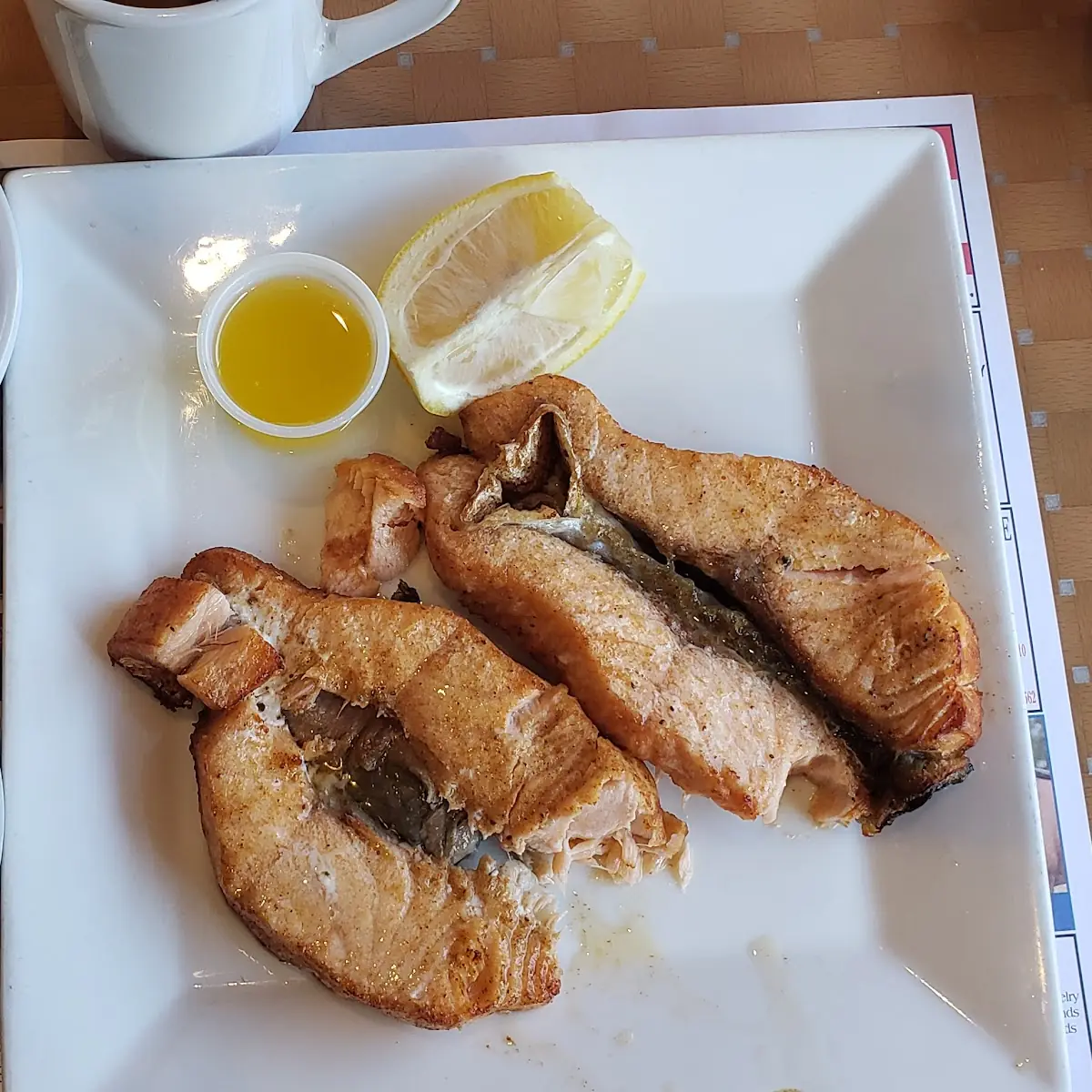 Broiled Salmon Mashed Potatoes and Applesauce