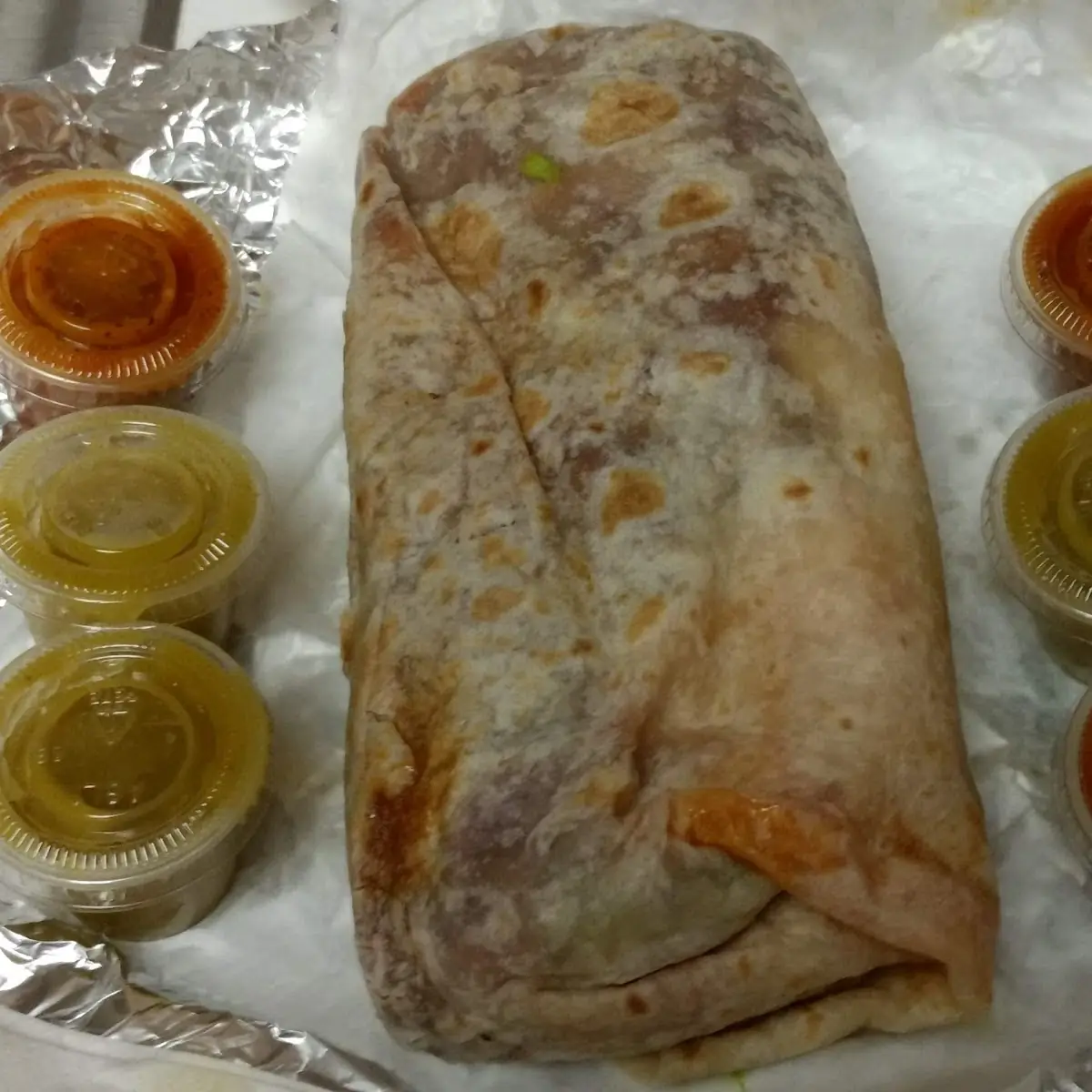 Chorizo Burrito with Avocado Slices