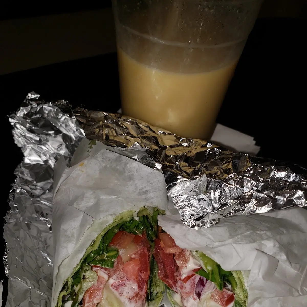 Pina Colada Smoothie and Veggie Wrap