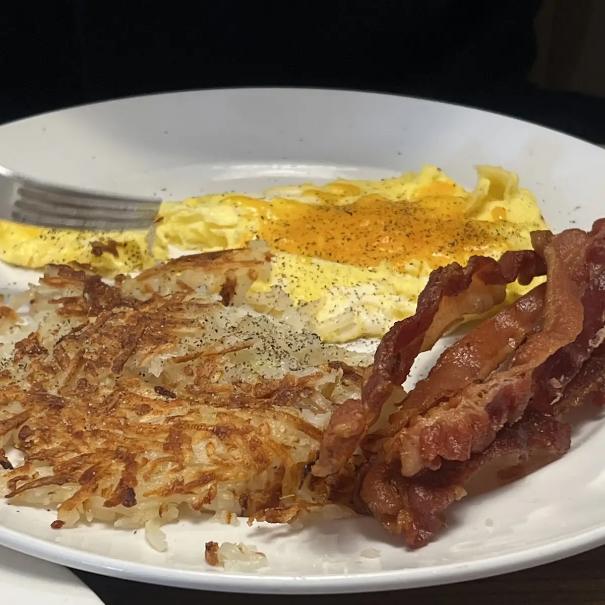 Scrambled Eggs w Cheese and Bacon