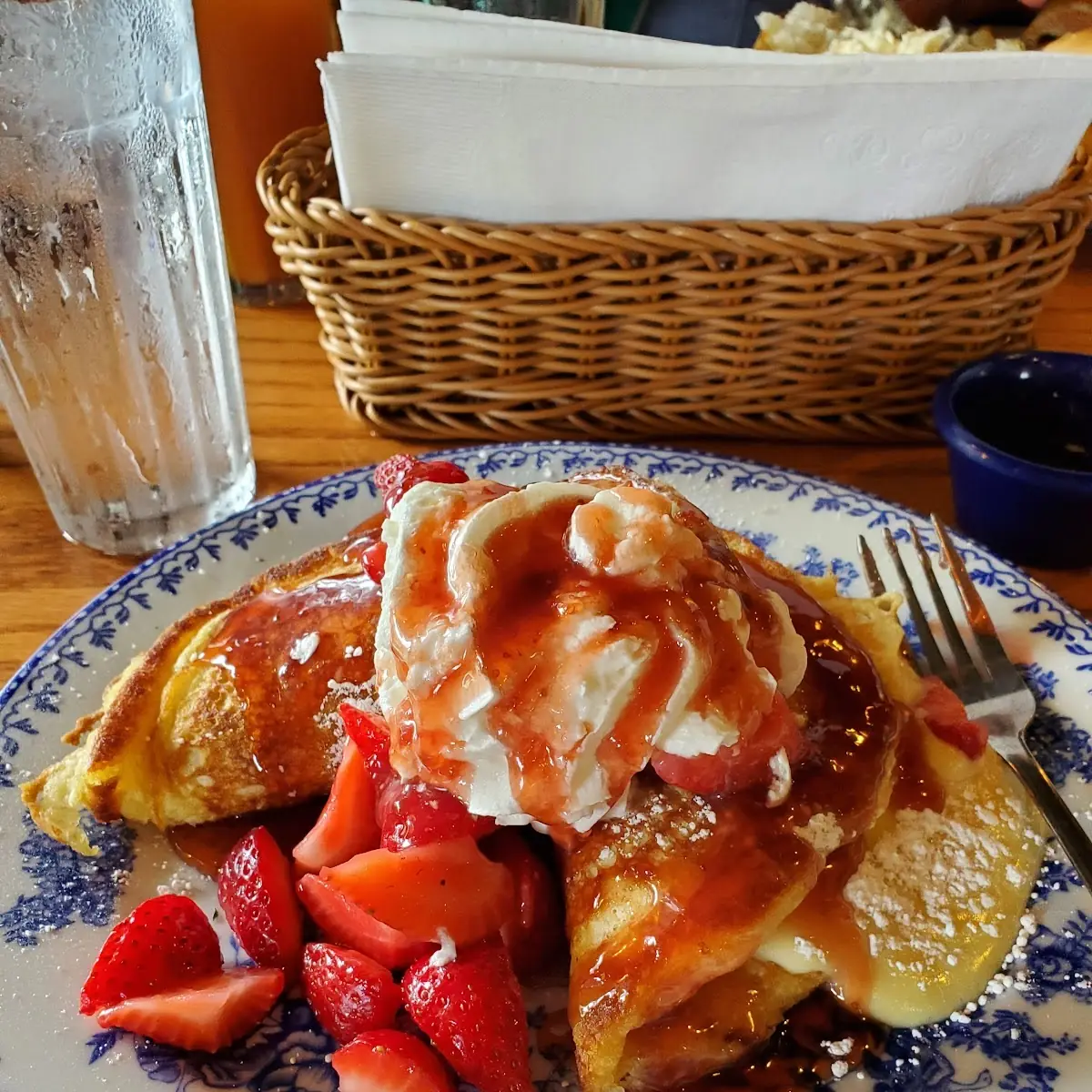 Cream Cheese Stuffed Pancakes with Strawberries