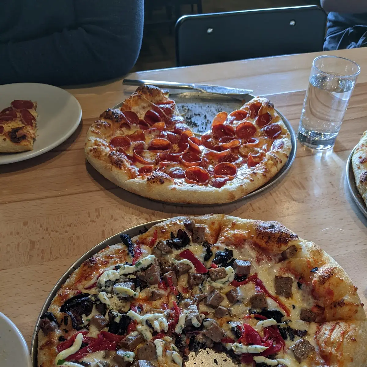 Sausage Pizza Nearest and Pepperoni Far