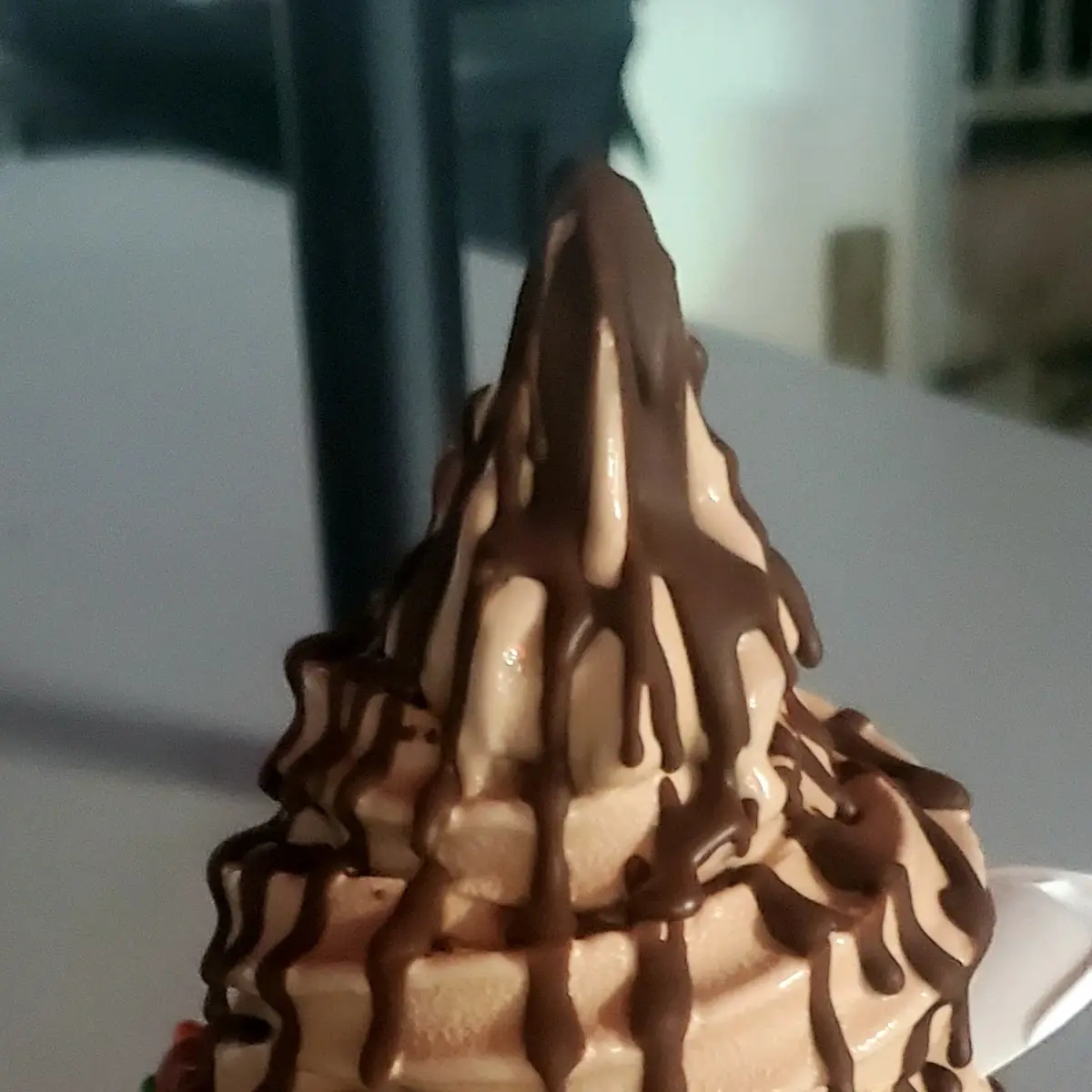 Chocolate Ice Cream with M&ms and Hard Chocolate Topping