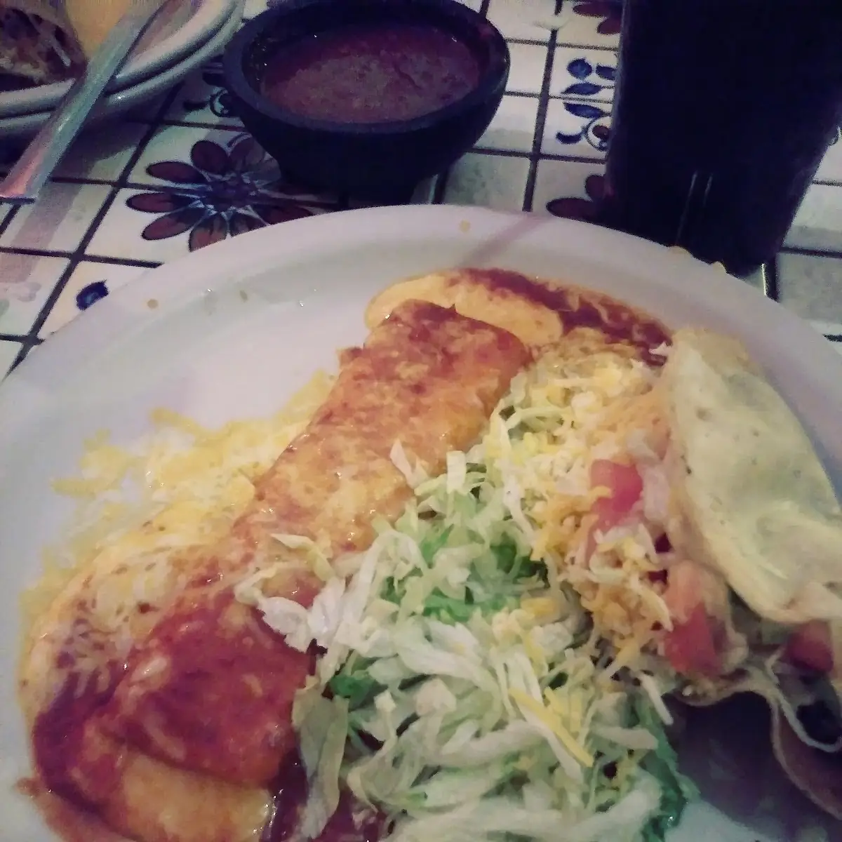 Cheese Enchilada and Shredded Beef Taco
