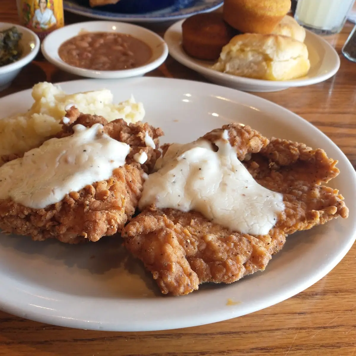 Country Fried Steak with White Gravy and Mashed Potatoes