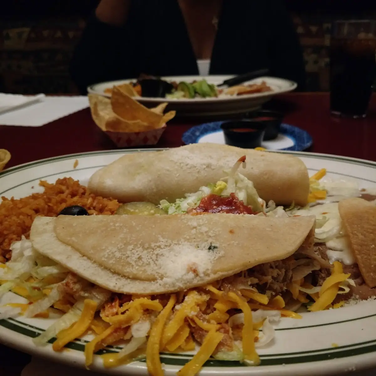Carnitas Tacos Rice and Beans