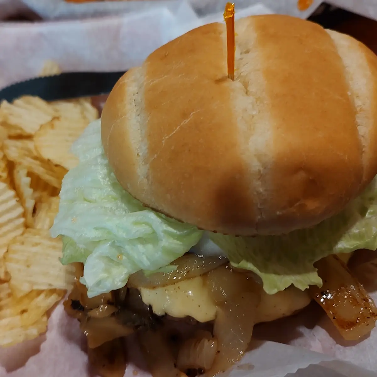 Cheeseburger with Grilled Onions and Mushrooms