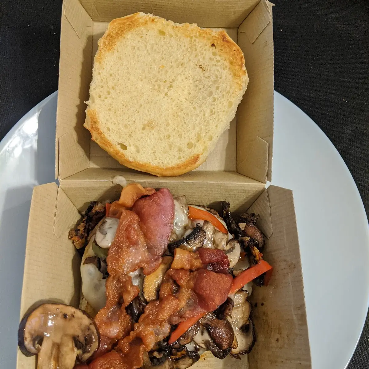 Swiss and Mushroom Burger Add Bacon