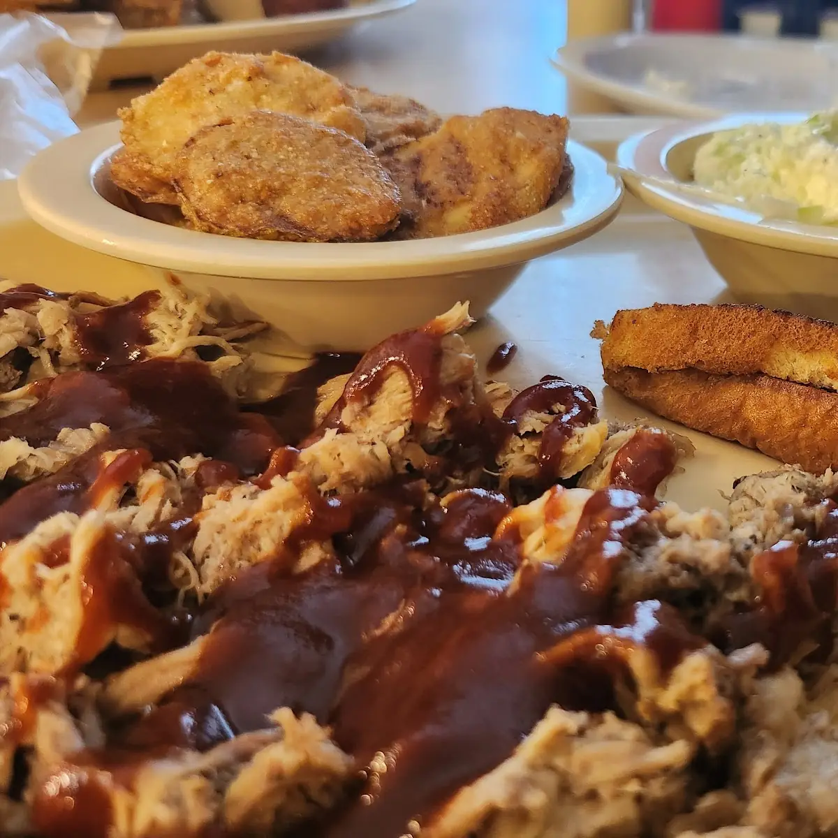 Pulled Pork Fried Squash and Slaw