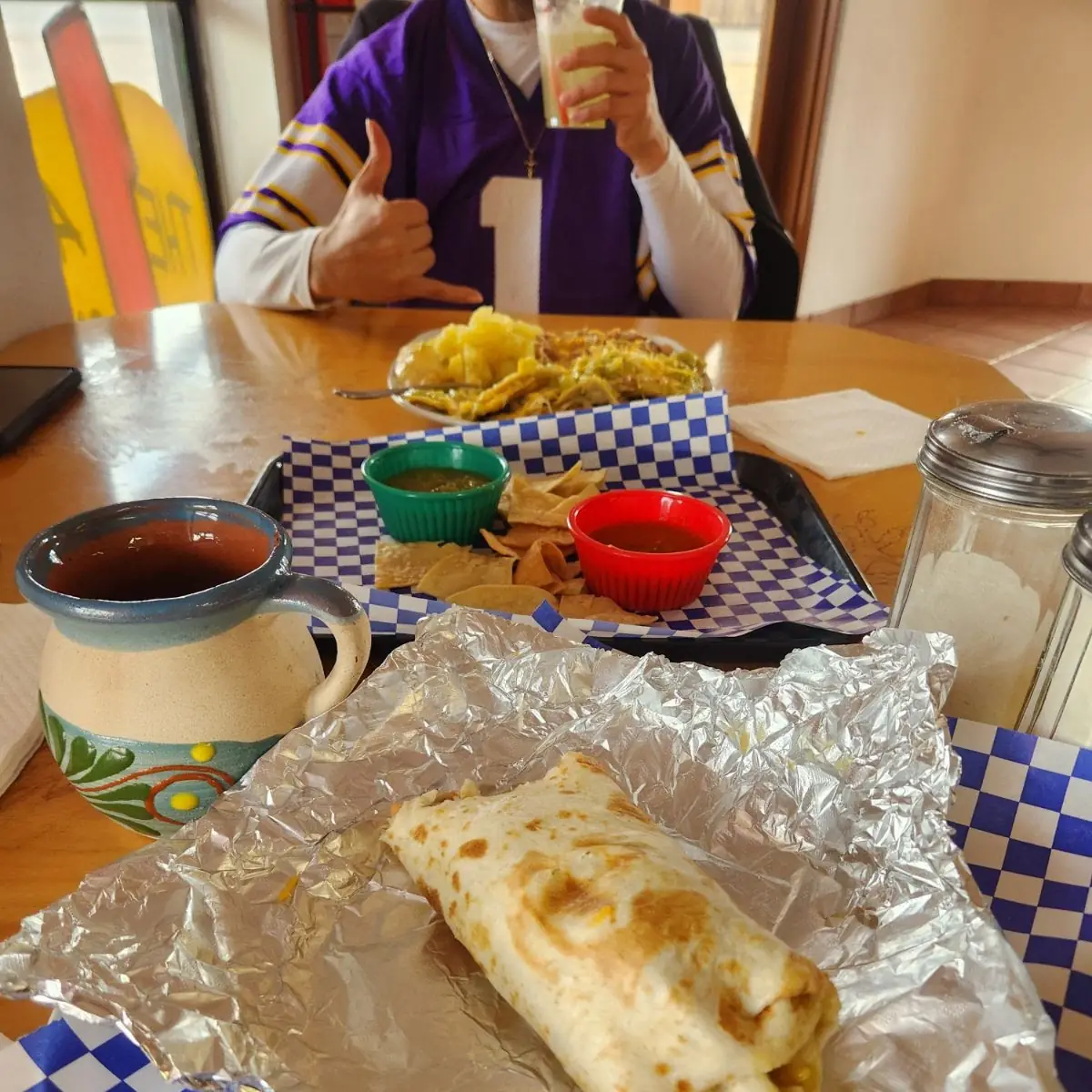 Chilaquiles and Chicharron Burrito Mexicano
