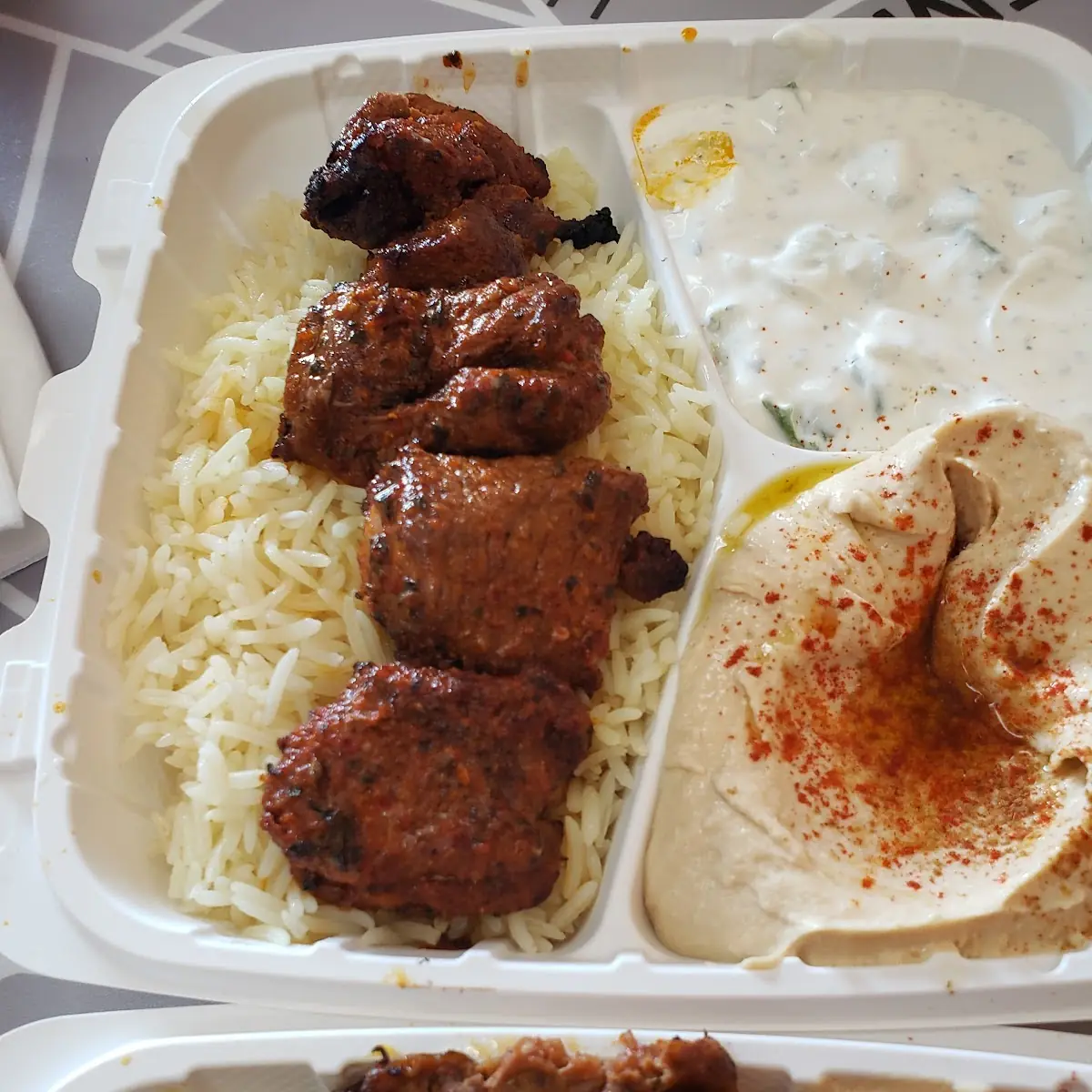 Lamb Kebab Platter with Hummus