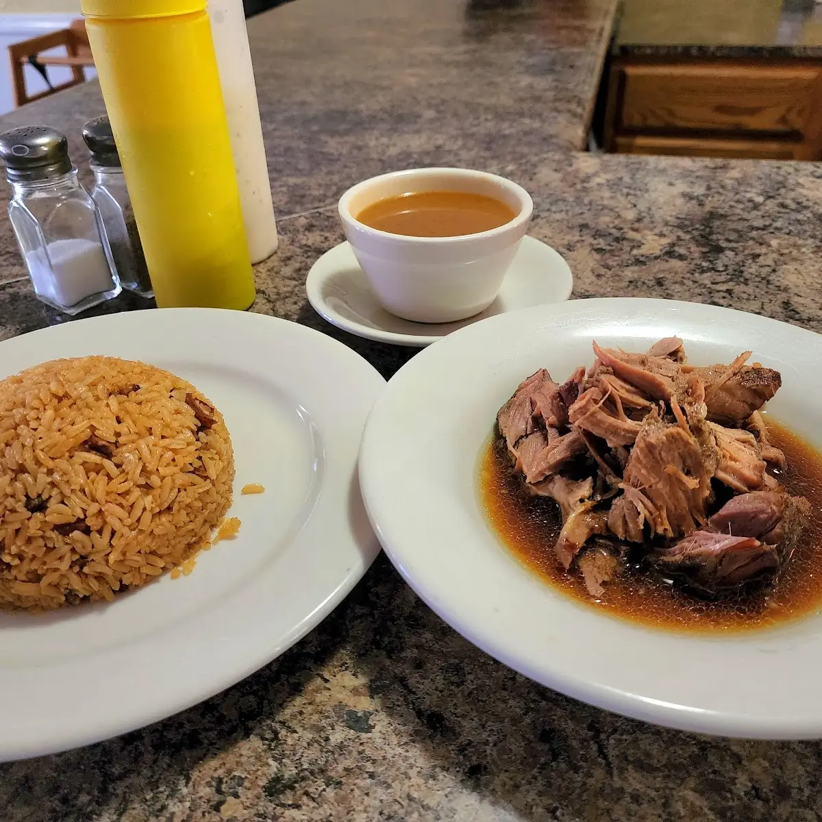 Pulled Pork with Yellow Rice and Beans