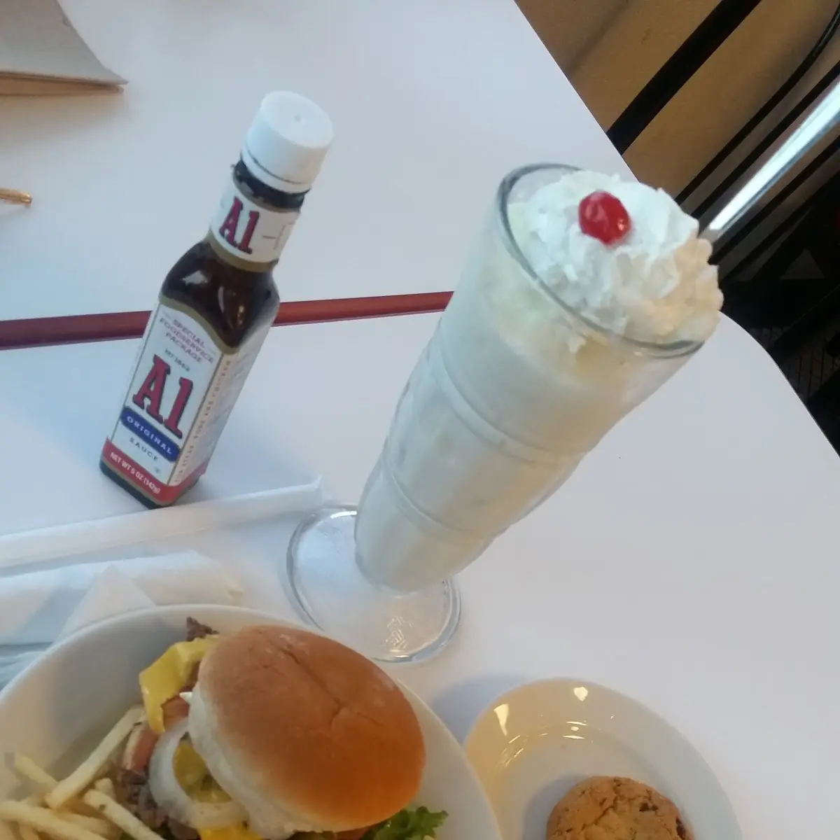 Steak Burger N Fries Egg Nog Shake