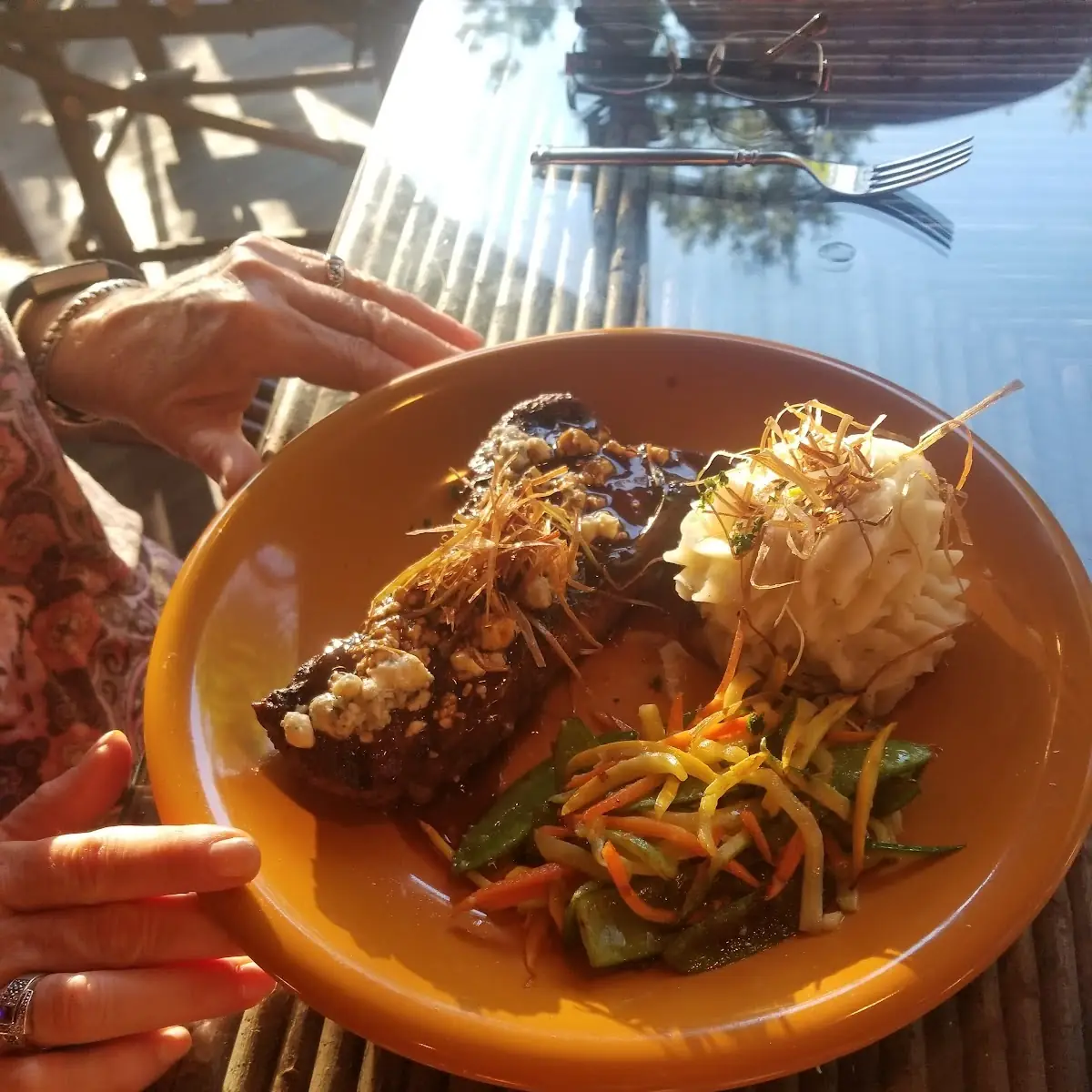 Skirt Steak with Blue Cheese Crumbles