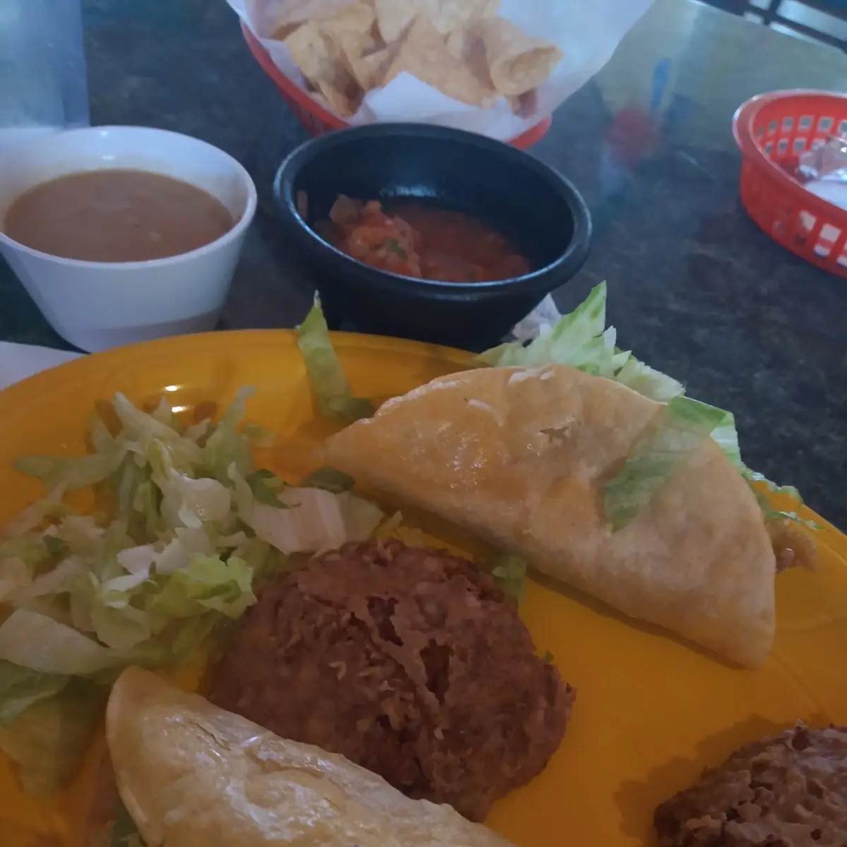 Beef & Chicken Tacos a La Carte with Refried Beans