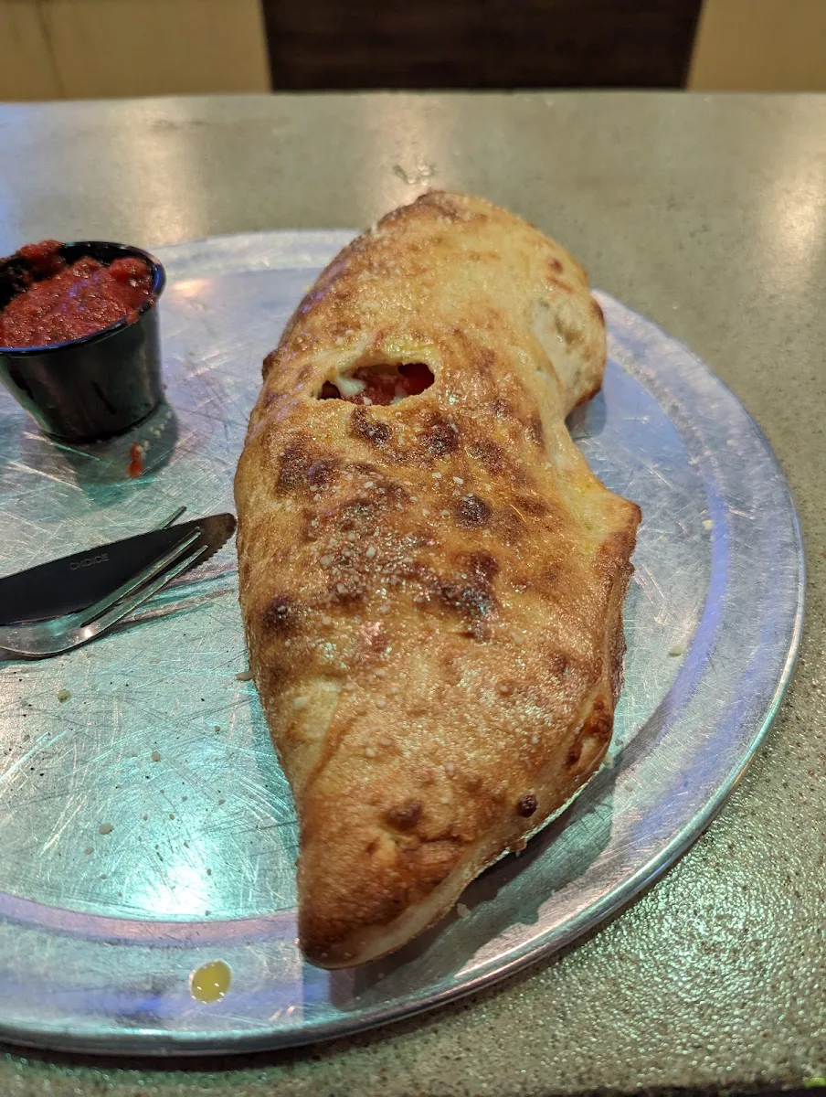Pesto Chicken Calzone a Little Burnt