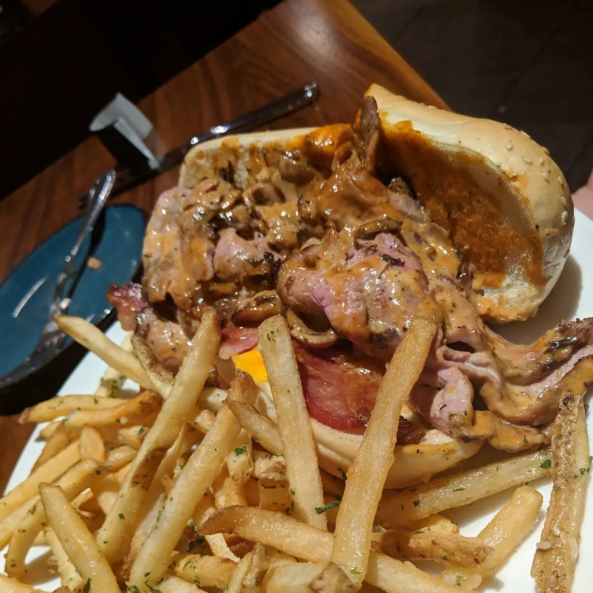 Bacon Cheddar Tri-Tip Sandwich