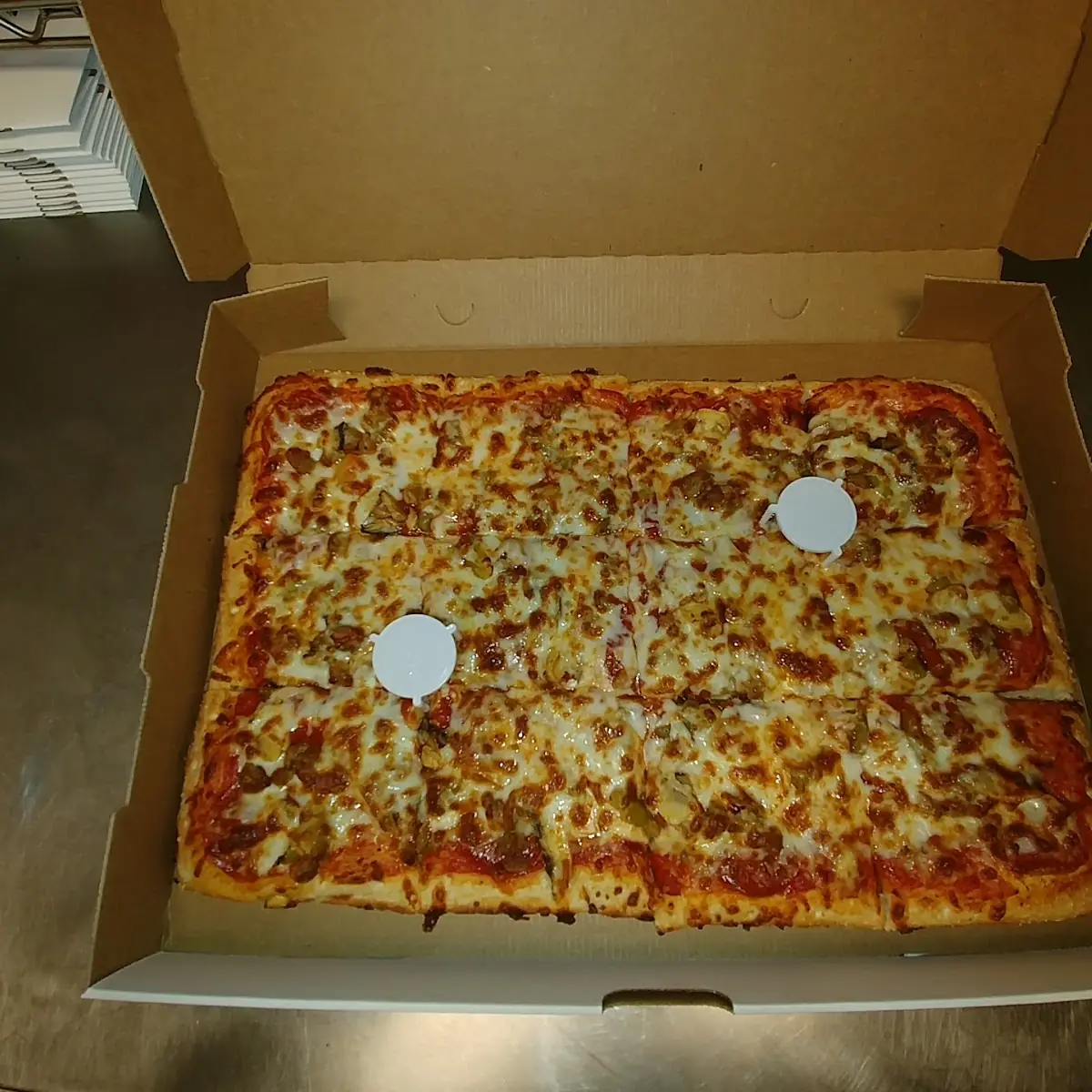12 Cut Square Meat Lovers Pizza