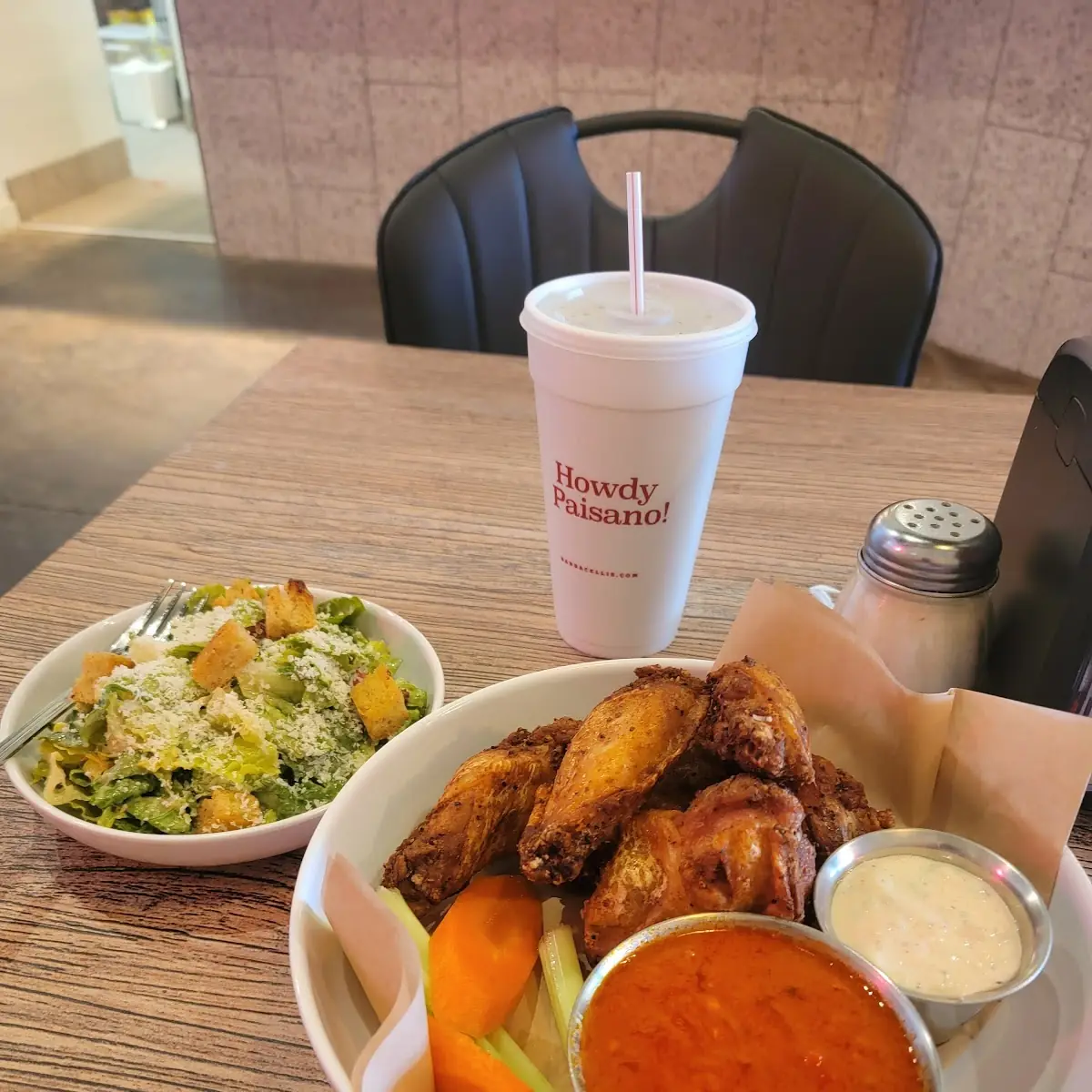 Buffalo Wings and Caesar Salad