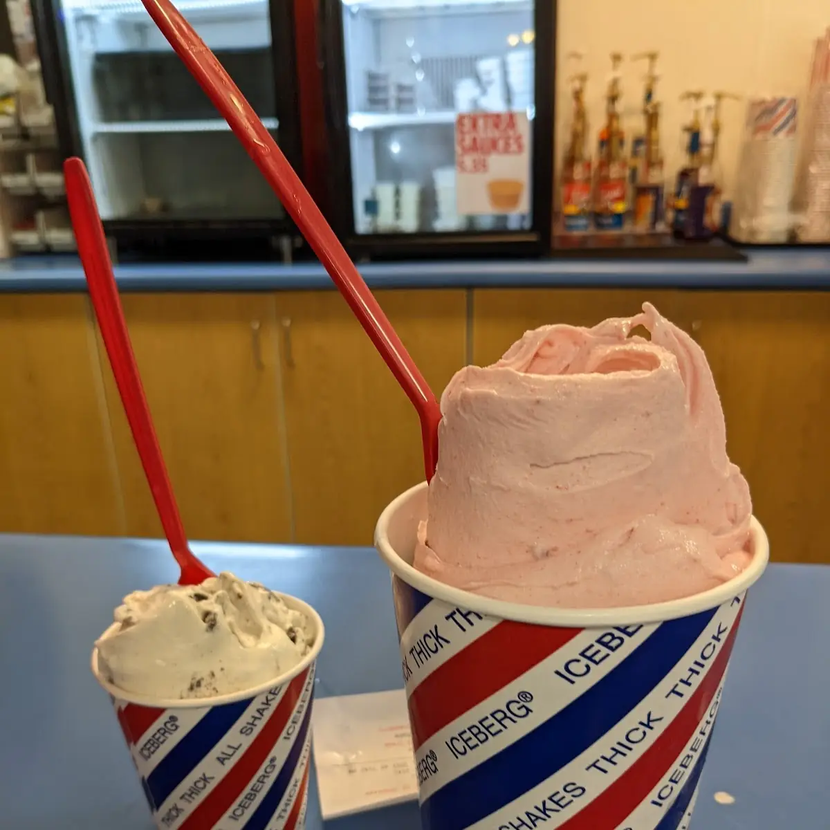 Mini Oreo Shake and Large Strawberry Shake