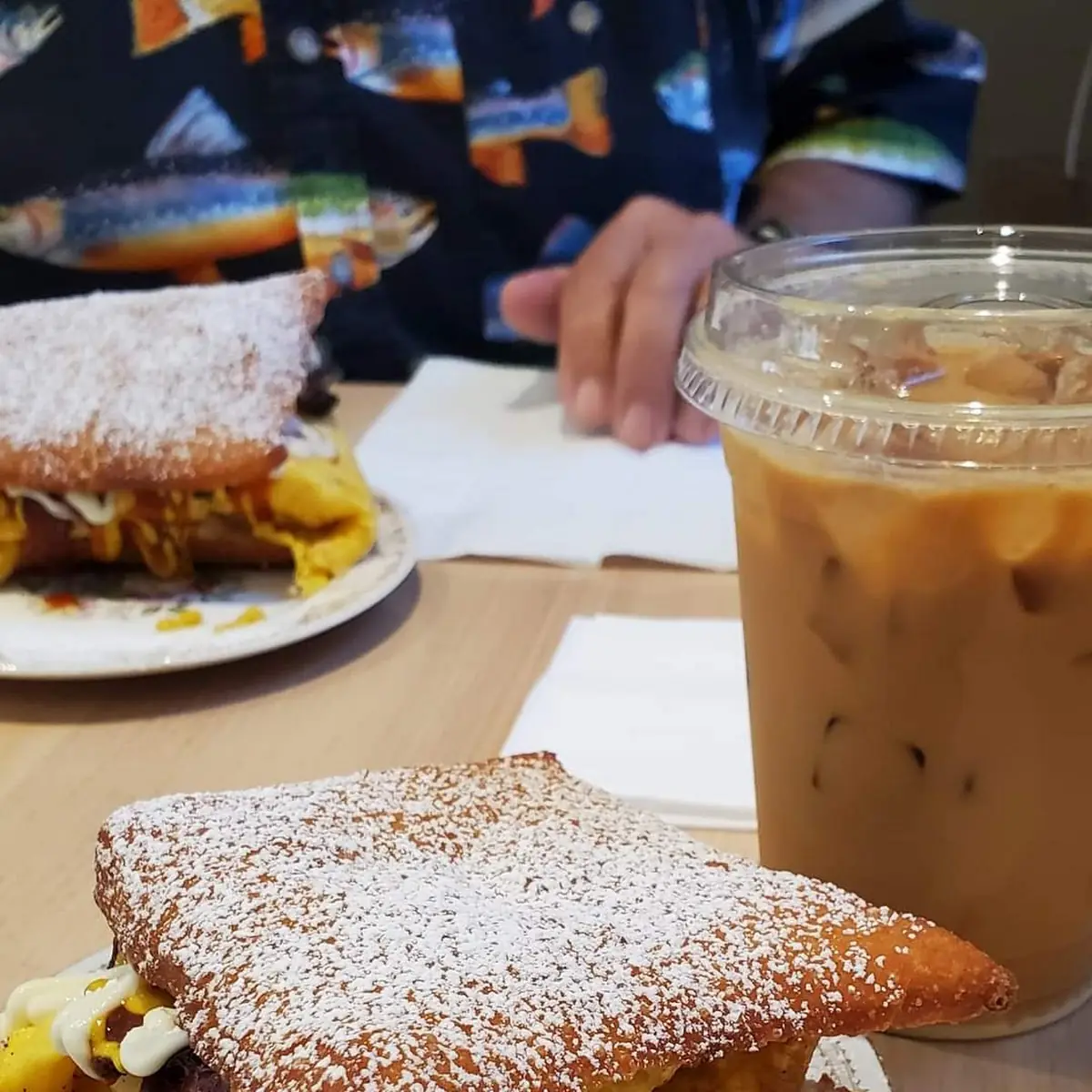 Bacon Egg and Cheese Beignet Breakfast Sandwich
