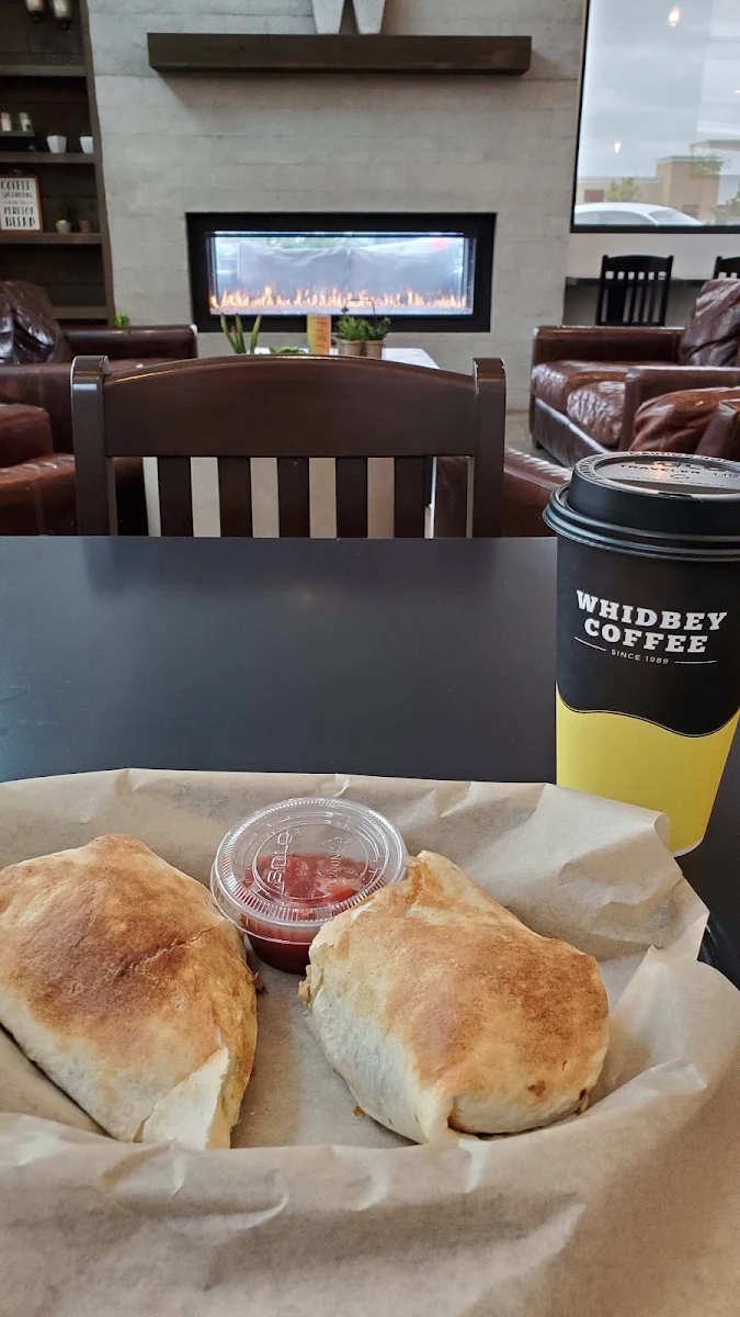 Breakfast Burrito and Raspberry White Chocolate Mocha