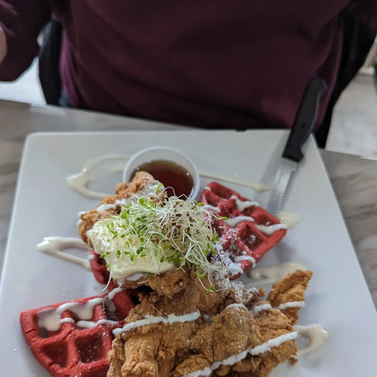 Red Velvet Chicken and Waffles