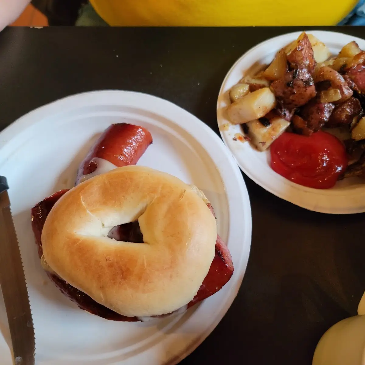 Plain Bagel with Kielbasa