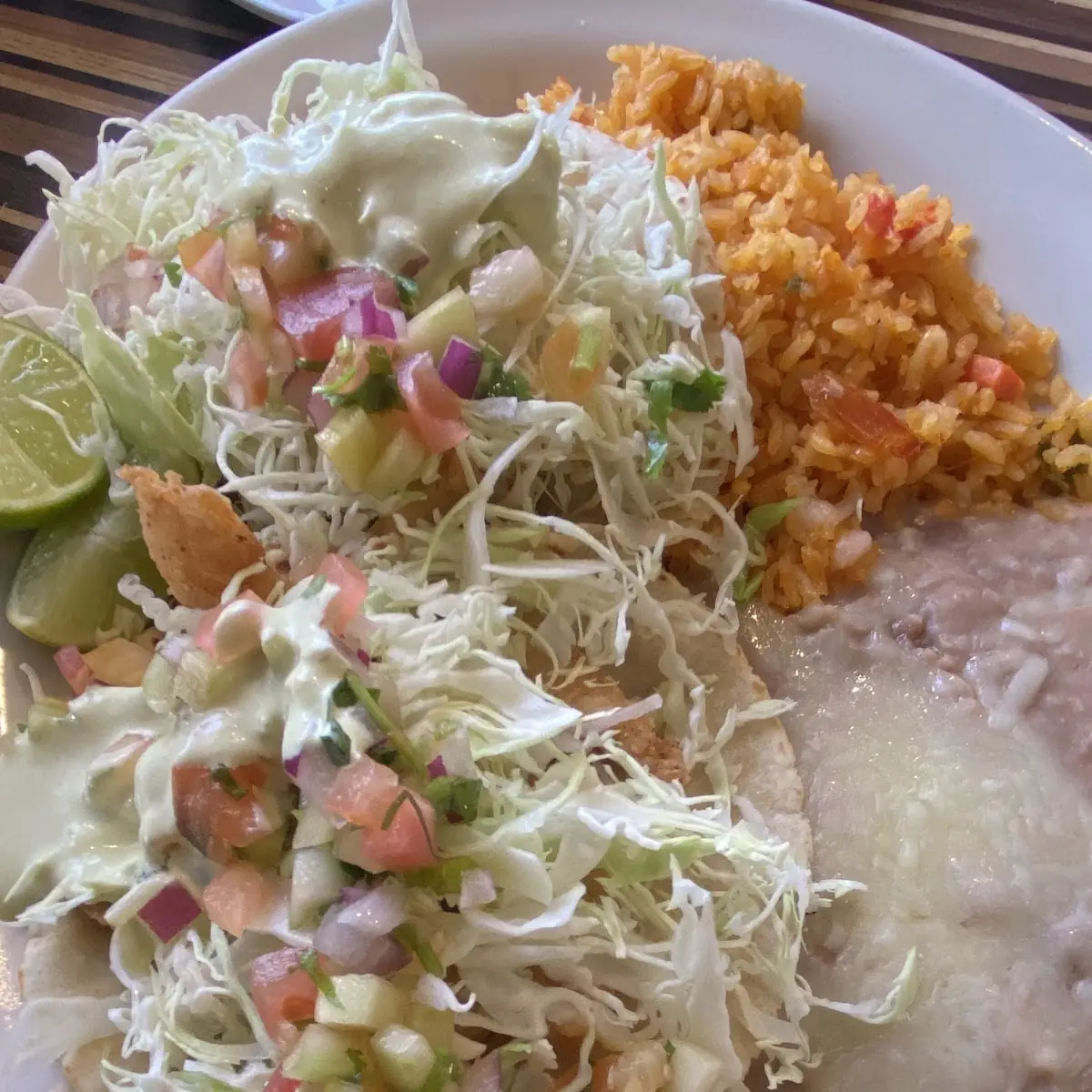 Fish Tacos with Rice and Beans